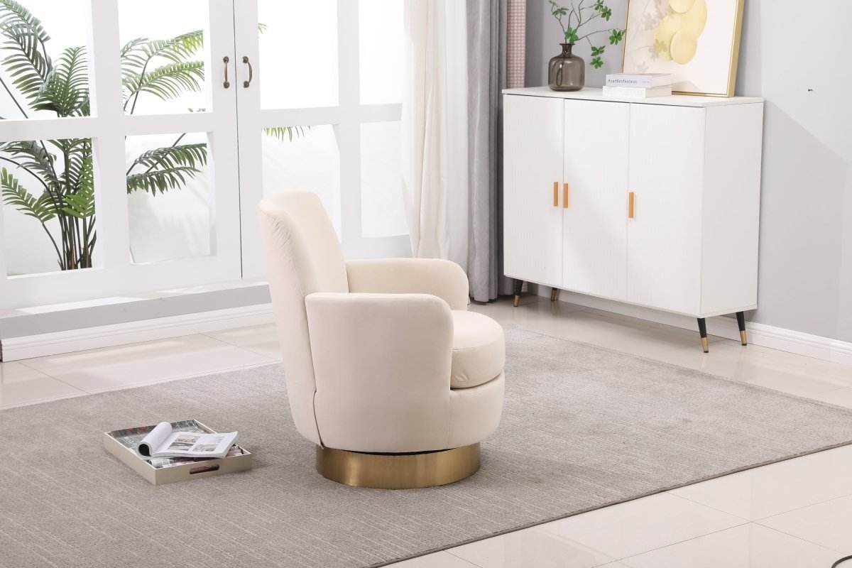 Velvet Swivel Barrel Accent Chair With Iron Base - Sleep Galleria