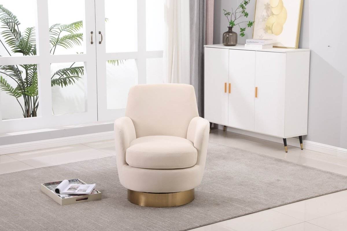 Velvet Swivel Barrel Accent Chair With Iron Base - Sleep Galleria