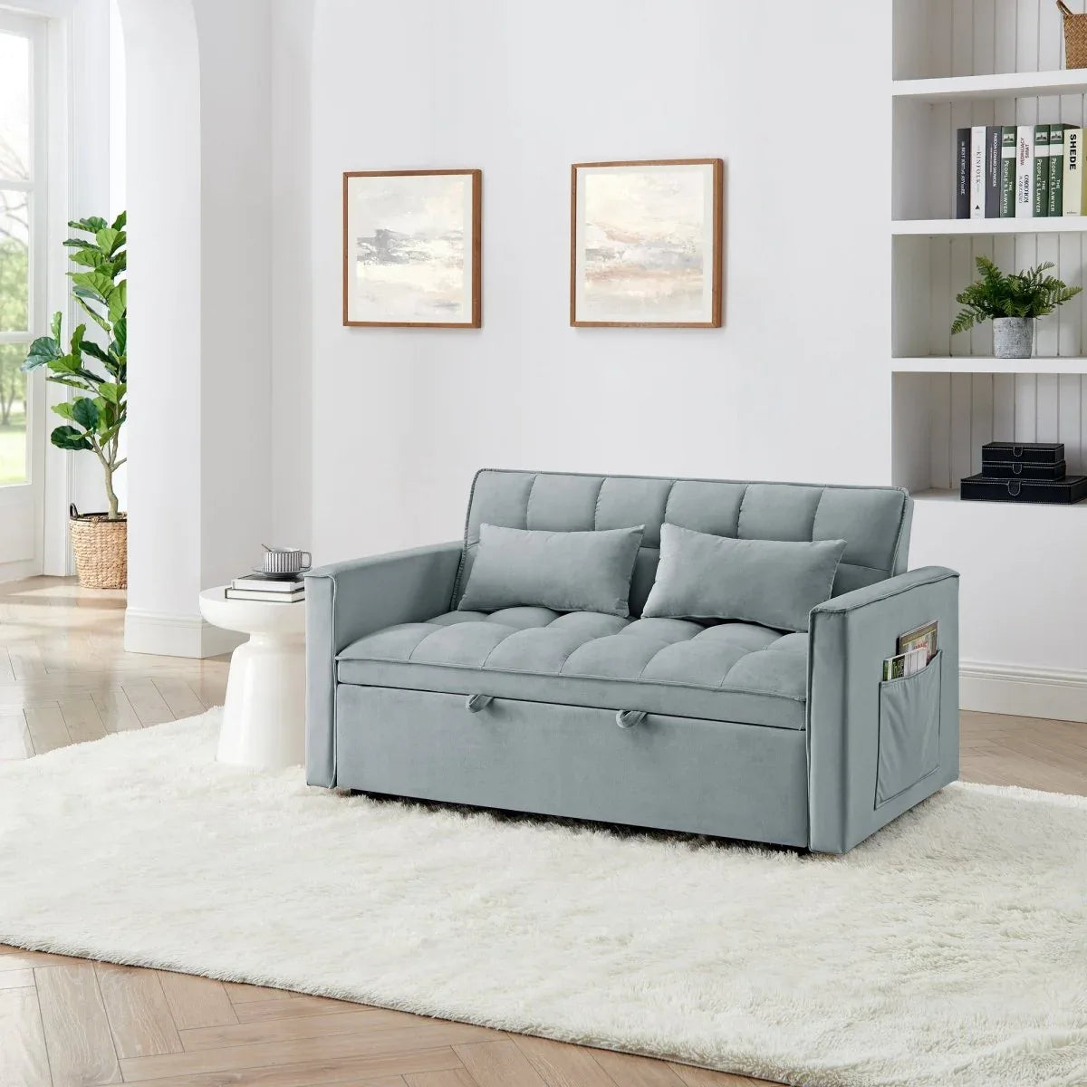 Velvet Upholstered Foldable Adjustable Back Sofa Bed - Omega Lifestyles