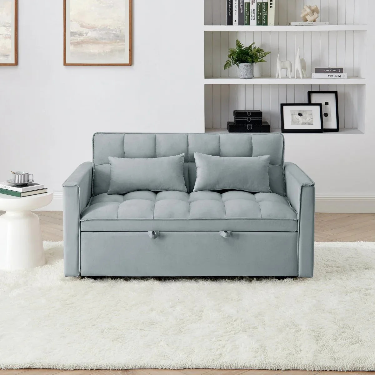 Velvet Upholstered Foldable Adjustable Back Sofa Bed - Omega Lifestyles