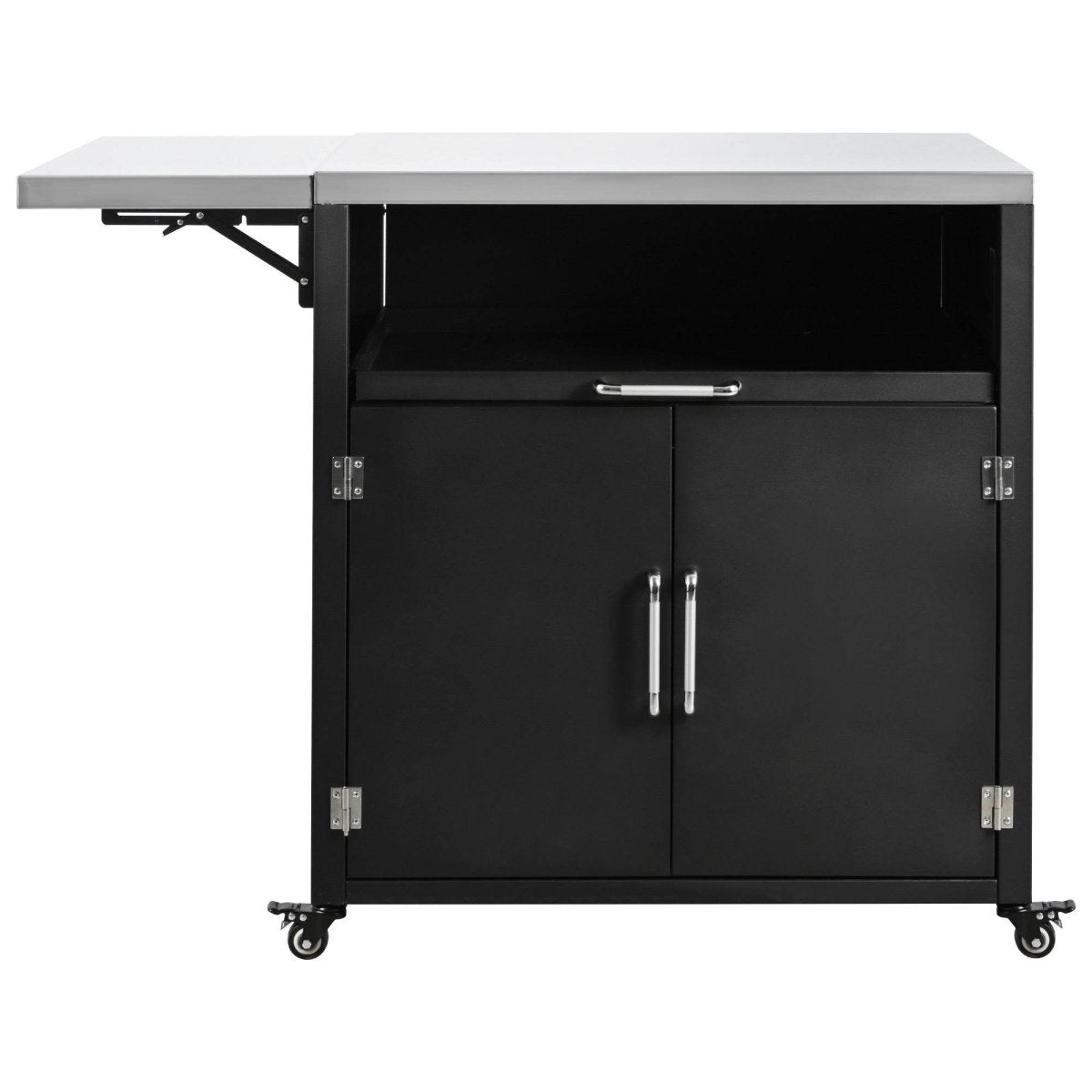 Versatile Matte Black Iron Stainless Steel Outdoor Cabinet - Omega Lifestyles
