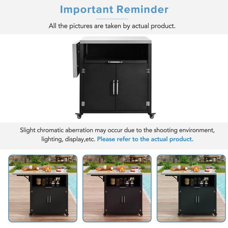 Versatile Matte Black Iron Stainless Steel Outdoor Cabinet - Serenova - Omega Lifestyles