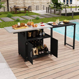 Versatile Matte Black Iron Stainless Steel Outdoor Cabinet - Omega Lifestyles