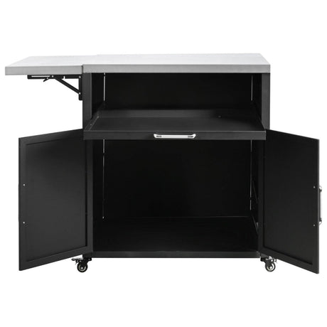 Versatile Matte Black Iron Stainless Steel Outdoor Cabinet - Serenova - Omega Lifestyles