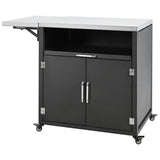 Versatile Matte Black Iron Stainless Steel Outdoor Cabinet - Omega Lifestyles