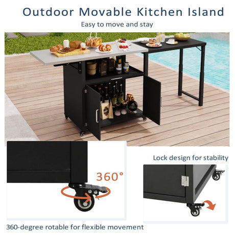 Versatile Matte Black Iron Stainless Steel Outdoor Cabinet - Serenova - Omega Lifestyles