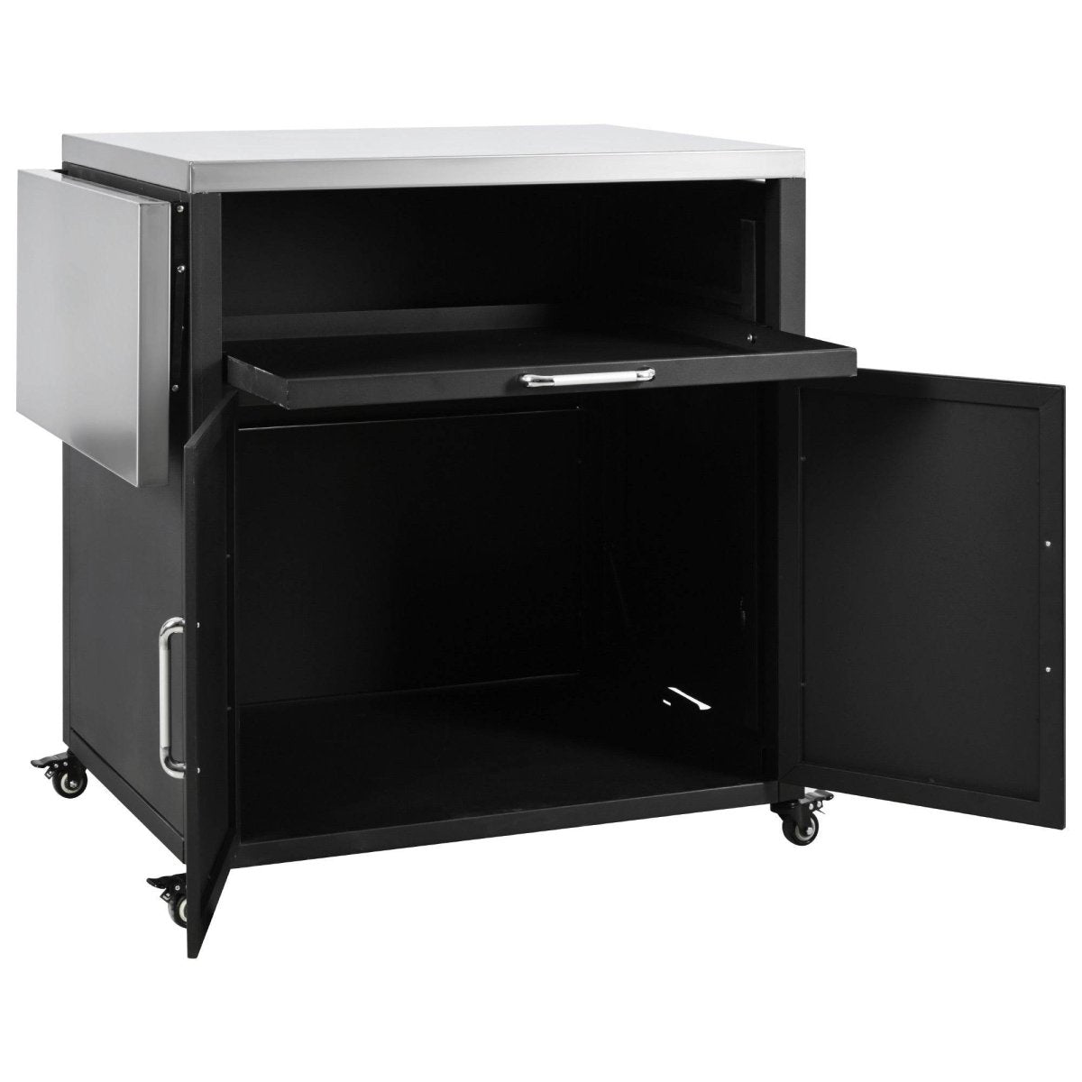 Versatile Matte Black Iron Stainless Steel Outdoor Cabinet - Omega Lifestyles