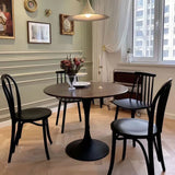 Walnut Modern Round MDF Metal Base Dining Table - Omega Lifestyles