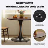 Walnut Modern Round MDF Metal Base Dining Table - Omega Lifestyles