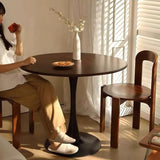 Walnut Modern Round MDF Metal Base Dining Table - Omega Lifestyles