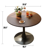 Walnut Modern Round MDF Metal Base Dining Table - Omega Lifestyles