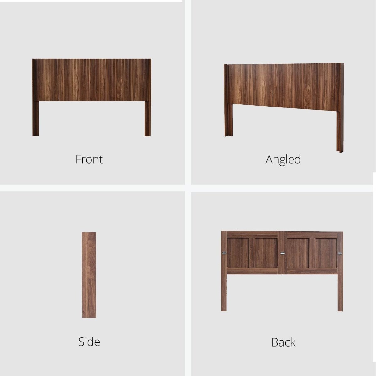 Walnut Solid Wood Queen Wingback Fluted Panel Headboard - Serenova - Omega Lifestyles