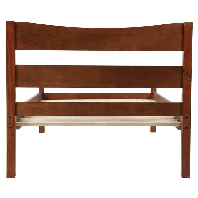 Walnut Twin Solid Wood Platform Bed With Headboard - Omega Lifestyles