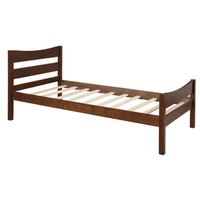 Walnut Twin Solid Wood Platform Bed With Headboard - Omega Lifestyles