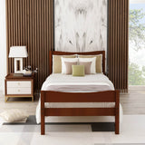 Walnut Twin Solid Wood Platform Bed With Headboard - Serenova - Omega Lifestyles
