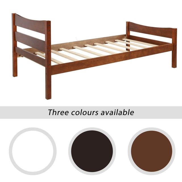 Walnut Twin Solid Wood Platform Bed With Headboard - Omega Lifestyles