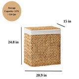Water Hyacinth Wicker Rectangular Brown Laundry Hamper - Omega Lifestyles