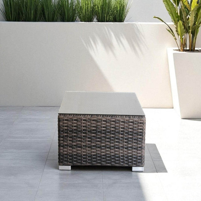 Weather-Resistant Brown Wicker Outdoor Coffee Table 28-Inch Square - Omega Lifestyles