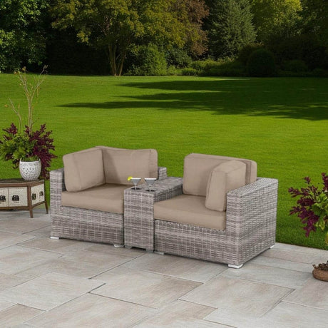 Weather - Resistant HDPE Wicker Outdoor Loveseat With Cushions - Serenova - Omega Lifestyles