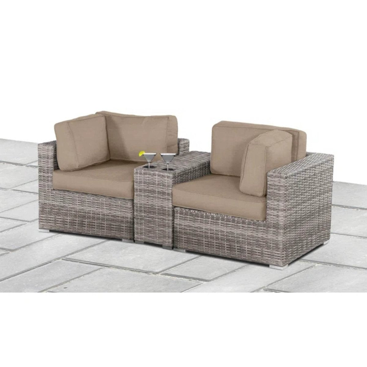 Weather - Resistant HDPE Wicker Outdoor Loveseat With Cushions - Serenova - Omega Lifestyles