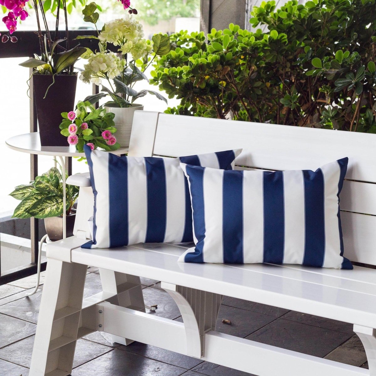 Weather Resistant Navy Polyester Indoor Outdoor Pillow 14x20 - Serenova - Omega Lifestyles