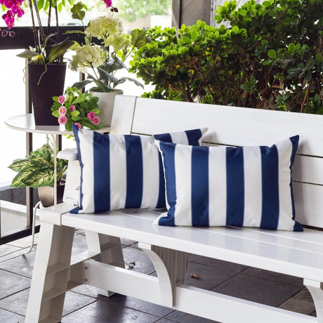 Weather Resistant Navy Polyester Indoor Outdoor Pillow 14x20 - Serenova - Omega Lifestyles