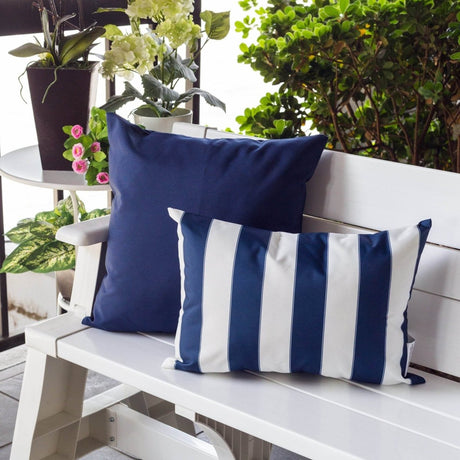 Weather Resistant Navy Polyester Indoor Outdoor Pillow 14x20 - Serenova - Omega Lifestyles