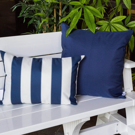 Weather Resistant Navy Polyester Indoor Outdoor Pillow 14x20 - Serenova - Omega Lifestyles