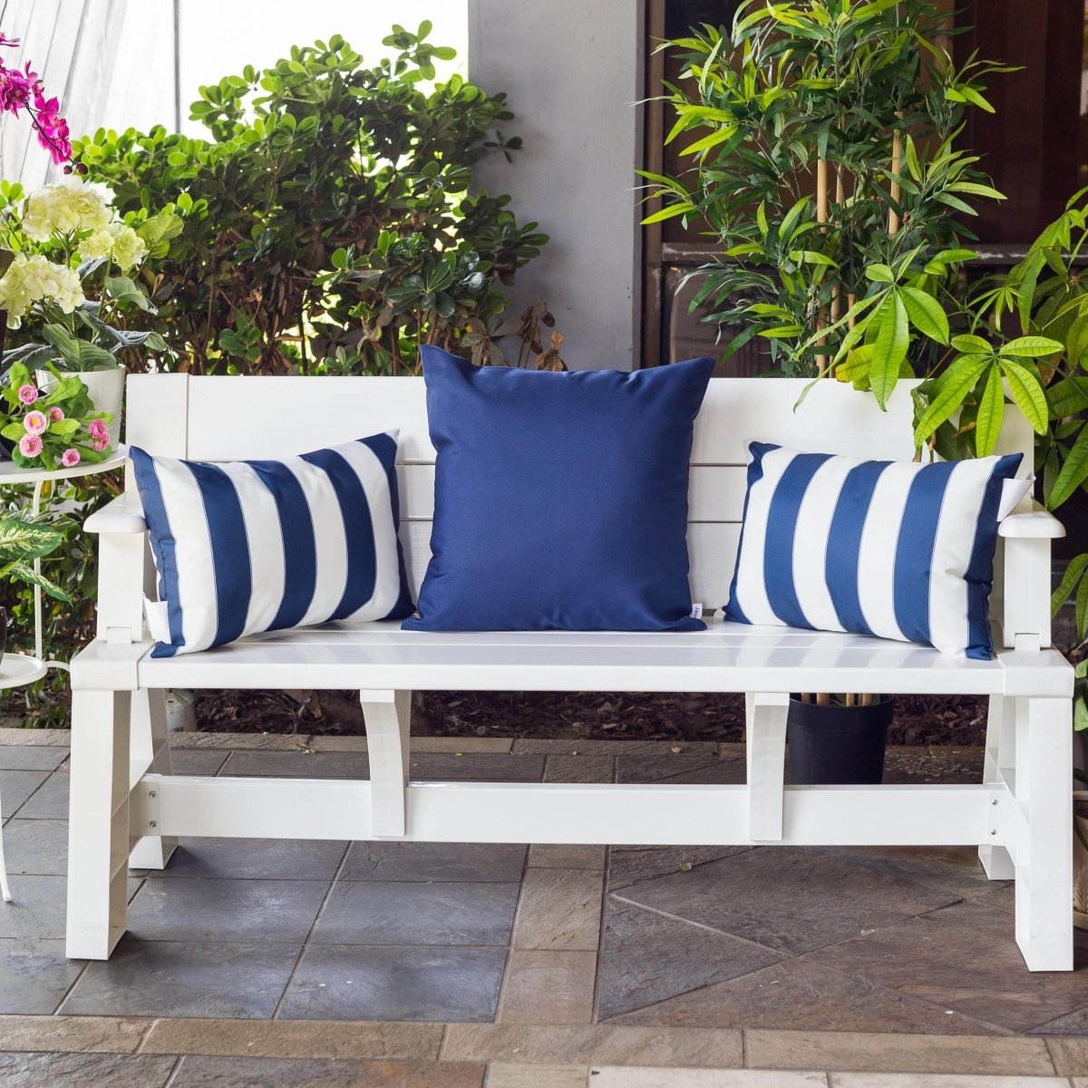 Weather Resistant Navy Polyester Indoor Outdoor Pillow 14x20 - Serenova - Omega Lifestyles