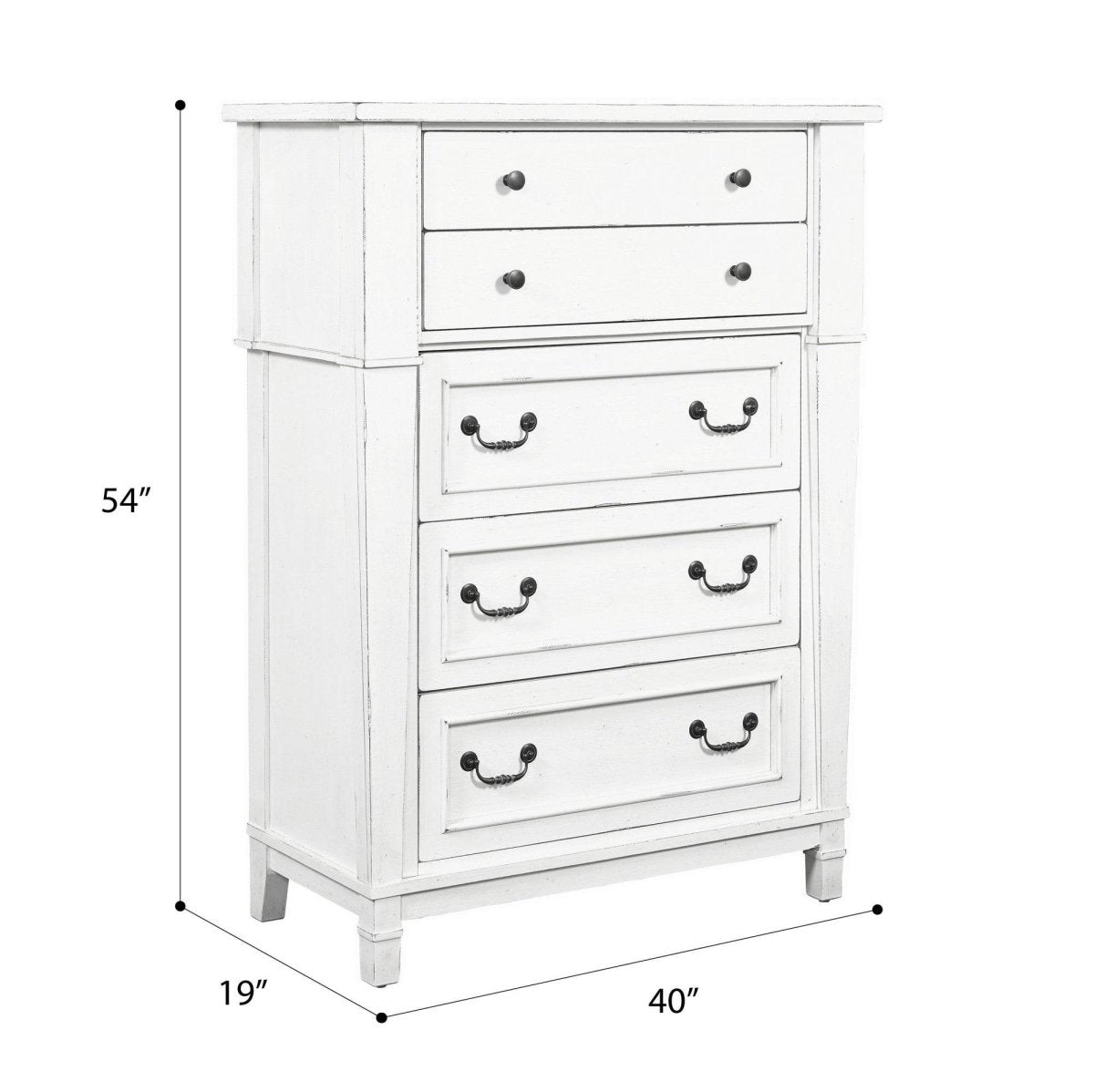 White 5 - Drawer Engineered Wood Farmhouse Chest - Serenova - Omega Lifestyles