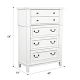 White 5 - Drawer Engineered Wood Farmhouse Chest - Serenova - Omega Lifestyles