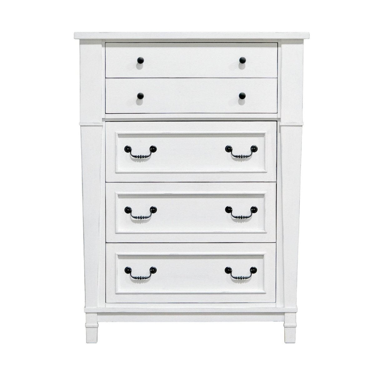 White 5 - Drawer Engineered Wood Farmhouse Chest - Serenova - Omega Lifestyles