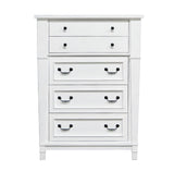 White 5 - Drawer Engineered Wood Farmhouse Chest - Serenova - Omega Lifestyles