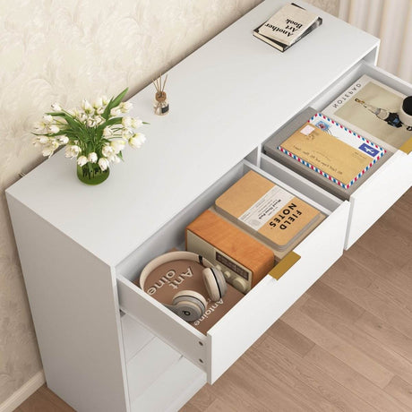 White 8-Drawer Tall Particleboard Storage Dresser - Omega Lifestyles