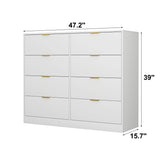 White 8-Drawer Tall Particleboard Storage Dresser - Omega Lifestyles
