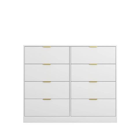 White 8-Drawer Tall Particleboard Storage Dresser - Omega Lifestyles