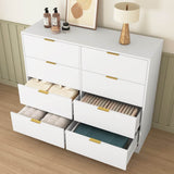 White 8-Drawer Tall Particleboard Storage Dresser - Omega Lifestyles