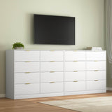 White 8-Drawer Tall Particleboard Storage Dresser - Omega Lifestyles