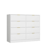 White 8-Drawer Tall Particleboard Storage Dresser - Omega Lifestyles