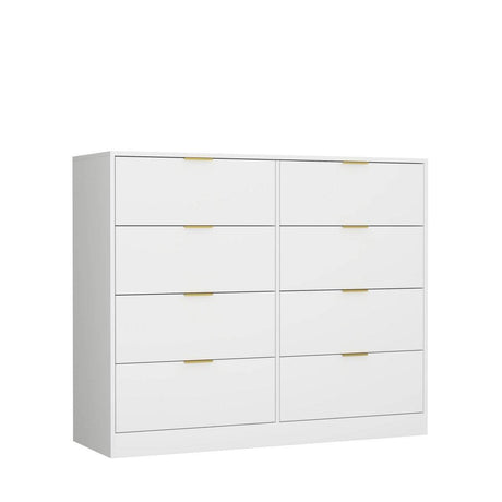 White 8-Drawer Tall Particleboard Storage Dresser - Omega Lifestyles