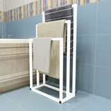 White Chrome Finish Metal Freestanding 3 - Tier Towel Rack - Serenova - Omega Lifestyles