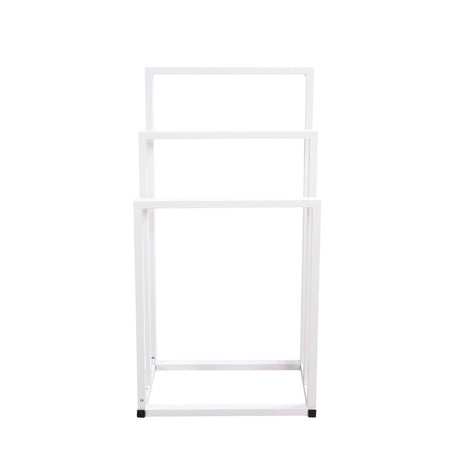 White Chrome Finish Metal Freestanding 3 - Tier Towel Rack - Serenova - Omega Lifestyles