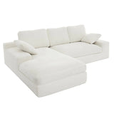 White Corduroy Compressed 4-Seat Medium-Soft Sofa With Pillows - Omega Lifestyles