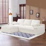 White Corduroy Compressed 4-Seat Medium-Soft Sofa With Pillows - Omega Lifestyles