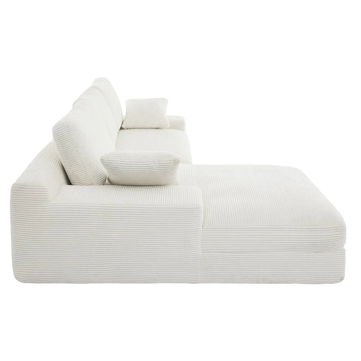 White Corduroy Compressed 4-Seat Medium-Soft Sofa With Pillows - Omega Lifestyles