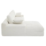 White Corduroy Compressed 4-Seat Medium-Soft Sofa With Pillows - Omega Lifestyles