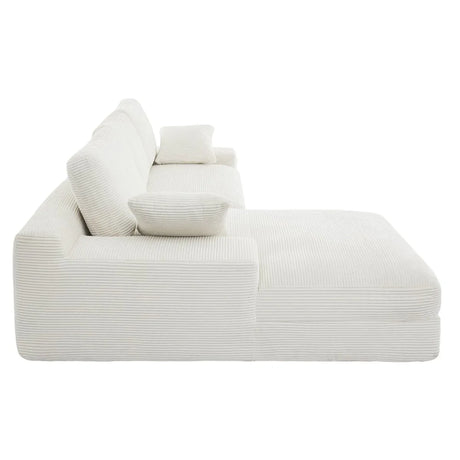 White Corduroy Compressed 4-Seat Medium-Soft Sofa With Pillows - Omega Lifestyles