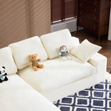 White Corduroy Compressed 4-Seat Medium-Soft Sofa With Pillows - Omega Lifestyles