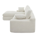 White Corduroy Compressed 4-Seat Medium-Soft Sofa With Pillows - Omega Lifestyles