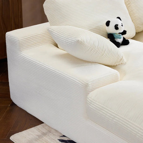 White Corduroy Compressed 4-Seat Medium-Soft Sofa With Pillows - Omega Lifestyles